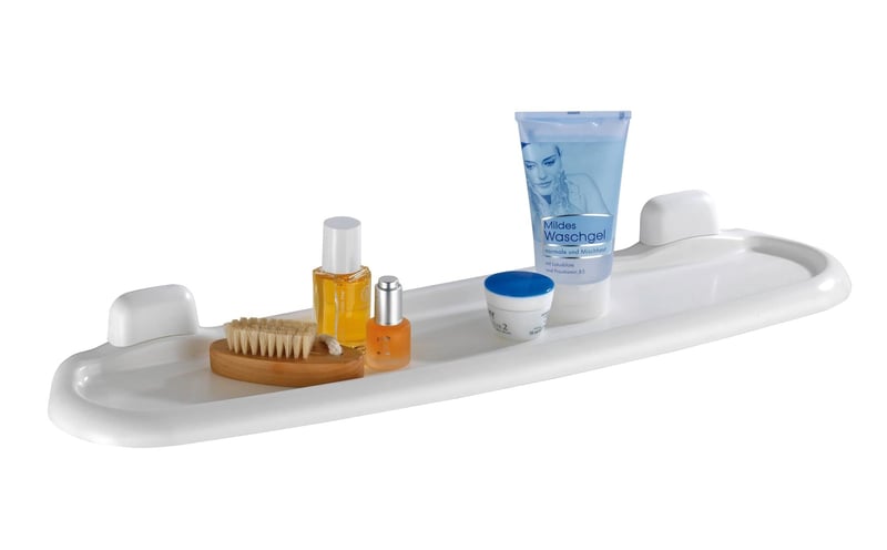 Wenko Pure plastična zidna polica za kupaonske dodatke, 58 x 5,5 x 14 cm, bijela