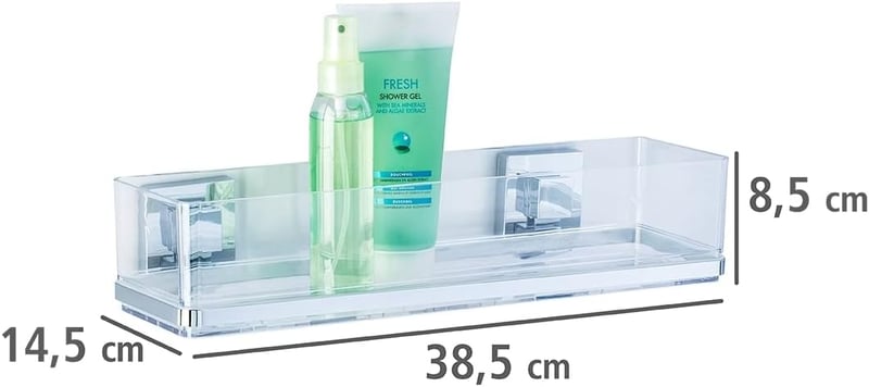 Wenko Quadro Big fali polc vákuumrögzítéssel, rozsdamentes acél, 38,5x14,5 cm - Glossy