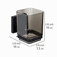 WENKO Quadro čaša za četkice za zube – vrhunska plastična čaša s držačem od nehrđajućeg čelika, montaža bez bušenja, crna 5