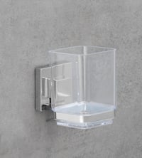 WENKO Quadro čaša za četkice za zube s Vacuum-Loc pričvršćivanjem, bez bušenja, nehrđajući čelik, 7,5 x 10 x 10 cm 7