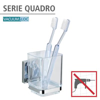 WENKO Quadro čaša za četkice za zube s Vacuum-Loc pričvršćivanjem, bez bušenja, nehrđajući čelik, 7,5 x 10 x 10 cm 2