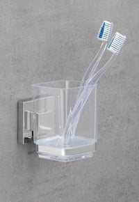 WENKO Quadro čaša za četkice za zube s Vacuum-Loc pričvršćivanjem, bez bušenja, nehrđajući čelik, 7,5 x 10 x 10 cm 6