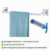 Wenko Quadro Vacuum-Loc nástenný držiak na uteráky, nehrdzavejúca oceľ, strieborná, 60,5 x 6 x 5 cm, bez vŕtania 5