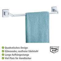 Wenko Quadro Vacuum-Loc nástenný držiak na uteráky, nehrdzavejúca oceľ, strieborná, 60,5 x 6 x 5 cm, bez vŕtania 4