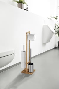 WC súprava WENKO Rivalta z bambusu – so zabudovaným držiakom na toaletný papier a kefu, hnedá, 23 x 70 x 18 cm 9