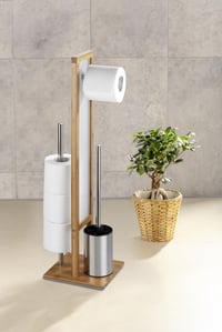 WC súprava WENKO Rivalta z bambusu – so zabudovaným držiakom na toaletný papier a kefu, hnedá, 23 x 70 x 18 cm 8