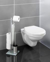 WC kefa Wenko Rivalta s integrovaným držiakom toaletného papiera a držiakom na kefu, nehrdzavejúca oceľ, 23 x 70 x 18 cm, matná strieborná 9