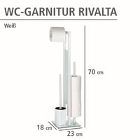 WENKO Rivalta WC súprava so stojanom, držiakom na toaletný papier a držiakom na WC kefu, biela, lakovaná oceľ a tvrdené sklo, 23 x 70 x 18 cm 4