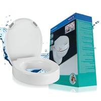 WENKO Secura Comfort L capac de toaletă cu capac, înălțător de 8 cm, alb, Duroplast antibacterian, închidere lentă, capacitate de susținere 300 kg, 37x43,5 cm 1