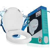 WENKO Secura Comfort WC sedadlo so zvýšením o 5 cm, nosnosť 200 kg, poklop so systémom Soft-Close, antibakteriálny duroplast, s protišmykovými podložkami, biele 1