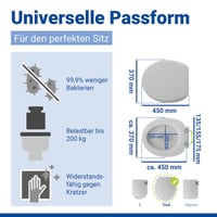 WENKO Secura Comfort WC sedadlo so zvýšením o 5 cm, nosnosť 200 kg, poklop so systémom Soft-Close, antibakteriálny duroplast, s protišmykovými podložkami, biele 6