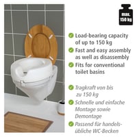 Înălțător pentru colac WC WENKO Secura - capacitate 150 kg, alb, 41,5 x 17 x 44 cm, înălțător din plastic 4