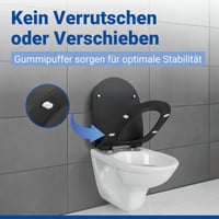 WENKO Sedilo WC-ülőke D-forma fekete, lecsapódásgátlóval, antibakteriális duroplast, 300 kg teherbírás, ultralapos kivitel, levehető fedél 4