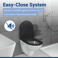 WENKO Sedilo WC-ülőke D-forma fekete, lecsapódásgátlóval, antibakteriális duroplast, 300 kg teherbírás, ultralapos kivitel, levehető fedél 3