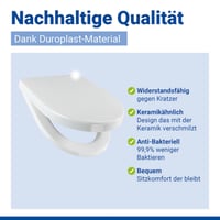 WC sedadlo WENKO Sindia s pomalým sklápaním, nosnosť 300 kg, odnímateľné, D-tvar, antibakteriálny duroplast, biele 7