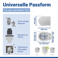 WC sedadlo WENKO Sindia s pomalým sklápaním, nosnosť 300 kg, odnímateľné, D-tvar, antibakteriálny duroplast, biele 8
