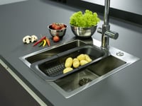 WENKO Siva 55012100 strecurătoare extensibilă pentru chiuvetă, pentru spălat fructe și legume, sită pentru paste, 37-50 x 7 x 20 cm, negru 6