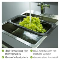 WENKO Siva 55012100 strecurătoare extensibilă pentru chiuvetă, pentru spălat fructe și legume, sită pentru paste, 37-50 x 7 x 20 cm, negru 3