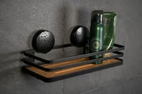 Etajeră de perete pentru baie WENKO Static Loc Plus, oțel vopsit și bambus, fără găurire, negru/natural, 26,5 x 12,5 x 11 cm 2