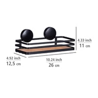 Etajeră de perete pentru baie WENKO Static Loc Plus, oțel vopsit și bambus, fără găurire, negru/natural, 26,5 x 12,5 x 11 cm 3