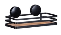 Etajeră de perete pentru baie WENKO Static Loc Plus, oțel vopsit și bambus, fără găurire, negru/natural, 26,5 x 12,5 x 11 cm 1