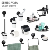 Pohár na zubné kefky WENKO Static-Loc Plus Pavia, čierny, upevnenie bez vŕtania, statická priľnavosť, matná oceľ, 6,5 x 12 x 9 cm 7