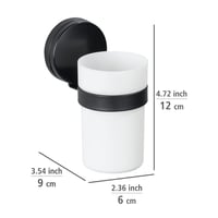 Pohár na zubné kefky WENKO Static-Loc Plus Pavia, čierny, upevnenie bez vŕtania, statická priľnavosť, matná oceľ, 6,5 x 12 x 9 cm 5
