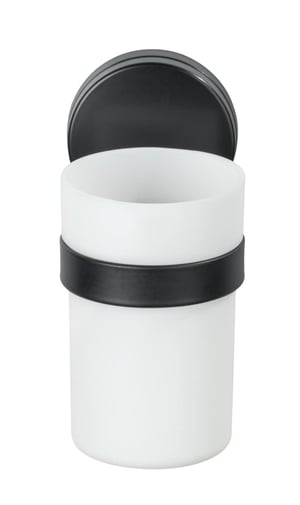 Pohár na zubné kefky WENKO Static-Loc Plus Pavia, čierny, upevnenie bez vŕtania, statická priľnavosť, matná oceľ, 6,5 x 12 x 9 cm