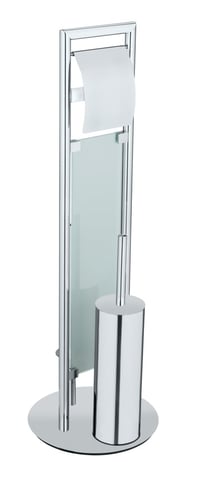 WENKO Sulmona nerezová WC súprava so silikónovou kefou, držiakom na toaletný papier a náhradné rolky, stabilná základná doska, Ø 25 x 76 cm 2
