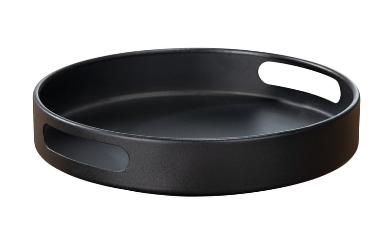 Otočný podnos WENKO Susie 360°, s úchytkami, práškovo lakovaný kov, Ø 26 x 6 cm, čierny
