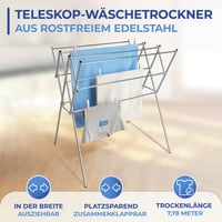 Teleskopický sušiak na bielizeň Wenko z nehrdzavejúcej ocele, výsuvný 54 – 92 cm, celková dĺžka sušenia 7,78 m, stabilné vyhotovenie 3