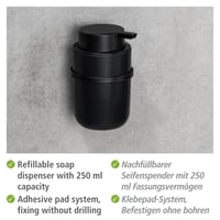 Dozator de săpun WENKO Turbo-Loc Carpino, negru - suport pentru săpun lichid cu montare pe perete pentru baie 3