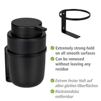 Dozator de săpun WENKO Turbo-Loc Carpino, negru - suport pentru săpun lichid cu montare pe perete pentru baie 4