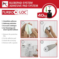 WENKO Turbo-Loc držiak na fén do kúpeľne, s organizérom kábla, upevnenie bez vŕtania, chrómovaná oceľ, 14x7,5x11,5 cm 5