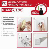 WENKO Turbo-Loc Quadro držač za ručnike od nehrđajućeg čelika s 2 kraka, montaža bez bušenja, 6,5 x 14,5 x 40 cm, krom 5