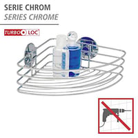 Wenko Turbo-Loc kutna polica bez bušenja, nehrđajući kromirani čelik, 26,5 x 10,5 x 20 cm, nosivost 40 kg, zidna polica za kupaonicu i tuš 2