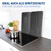 WENKO Universal Herdabdeckplatte Pala mintás üveg főzőlap fedő 30x52 cm 2 db szett magasságállítható vágódeszka és zsírfröccsenés elleni véd 5