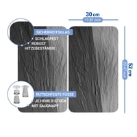 WENKO Universal Herdabdeckplatte Pala mintás üveg főzőlap fedő 30x52 cm 2 db szett magasságállítható vágódeszka és zsírfröccsenés elleni véd 6