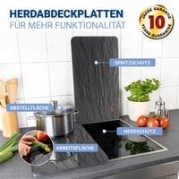 WENKO Universal Herdabdeckplatte Pala mintás üveg főzőlap fedő 30x52 cm 2 db szett magasságállítható vágódeszka és zsírfröccsenés elleni véd 2