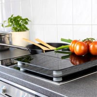 WENKO Universal Herdabdeckplatte Pala mintás üveg főzőlap fedő 30x52 cm 2 db szett magasságállítható vágódeszka és zsírfröccsenés elleni véd 8