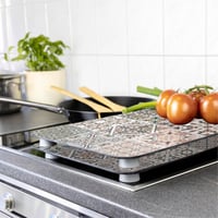 WENKO univerzalni stakleni poklopac za ploču za kuhanje Kachel, set od 2 komada, 30 x 52 cm, podesiva visina, daska za rezanje i zaštita od prskanja masnoće 8