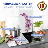 WENKO Univerzálna sklenená krycia doska na sporák Orchidea 30 x 52 cm, 2-dielna, výškovo nastaviteľná, doska na krájanie a ochrana proti striekajúcej vode 2