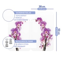WENKO Univerzálna sklenená krycia doska na sporák Orchidea 30 x 52 cm, 2-dielna, výškovo nastaviteľná, doska na krájanie a ochrana proti striekajúcej vode 6