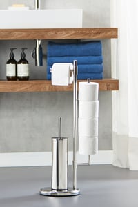 WENKO Universalo Neo 3 v 1 držiak na WC kefu, držiak na toaletný papier a zásobník na náhradný papier, nehrdzavejúca oceľ, 30x73x20 cm 2