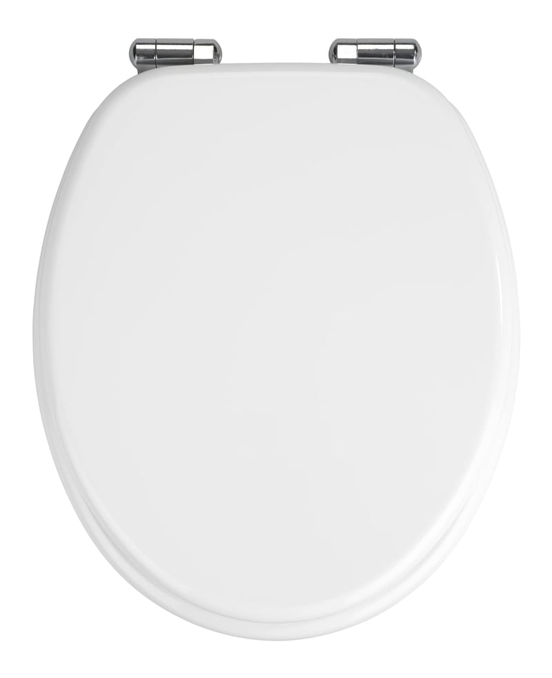Capac WC WENKO Urbino, alb, cu închidere lentă Easy-Close, din MDF, certificat FSC, cu fixare din oțel inoxidabil, 36 x 42,5 cm