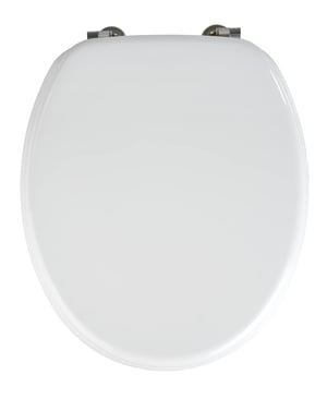 Capac WC WENKO Valencia din MDF alb, cu fixare din oțel inoxidabil, dimensiuni exterioare 37,5x43,5 cm, dimensiuni interioare 22,2x26,5 cm