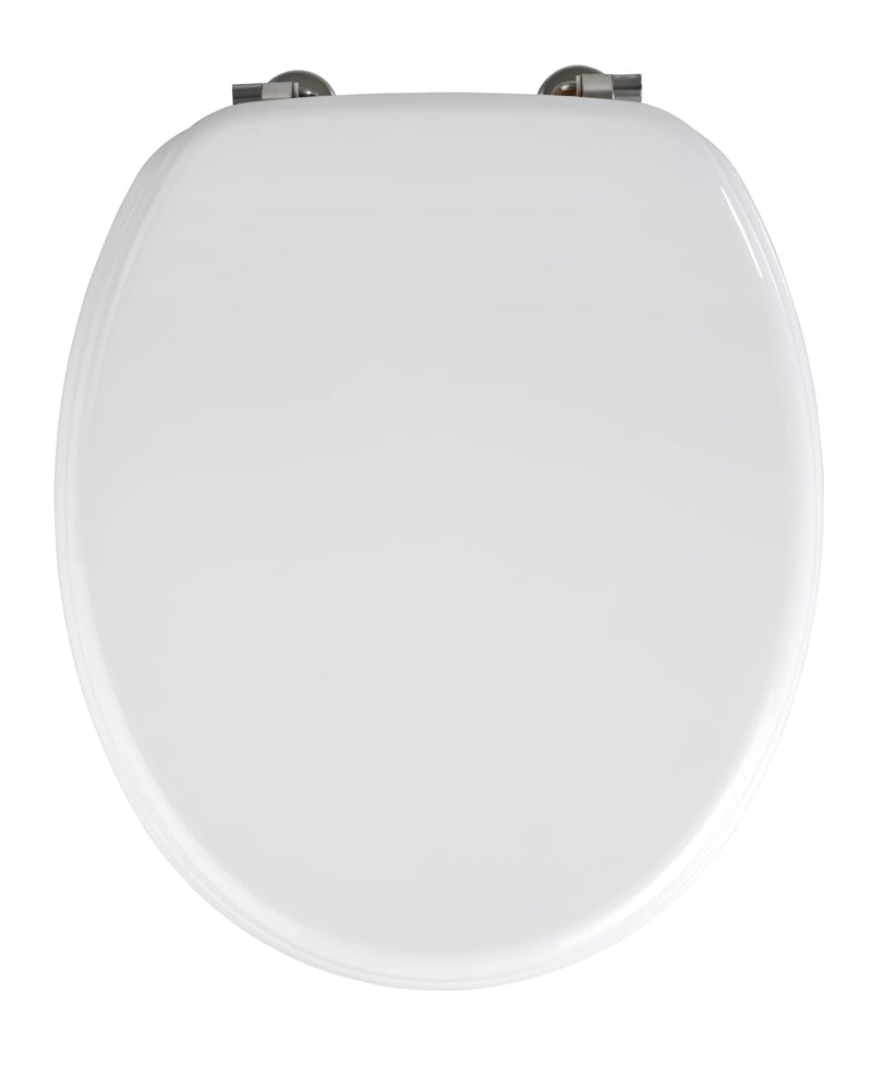 WENKO Valencia WC daska od MDF-a, bijela, s pričvršćenjem od nehrđajućeg čelika, vanjske dimenzije 37,5x43,5 cm, unutarnje dimenzije 22,2x26,5 cm