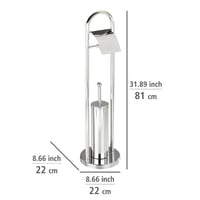 WENKO Vasto set za WC od nehrđajućeg čelika sa stalkom, 2 u 1 držač toaletnog papira i četke, sjajni završni sloj, Ø 22 x 81 cm 4