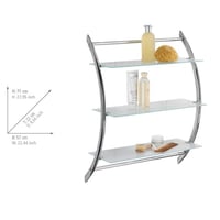Etajeră de baie Wenko Vermont cu 3 polițe din sticlă, montare pe perete, oțel, 57 x 71 x 22 cm, argintiu/transparent 3