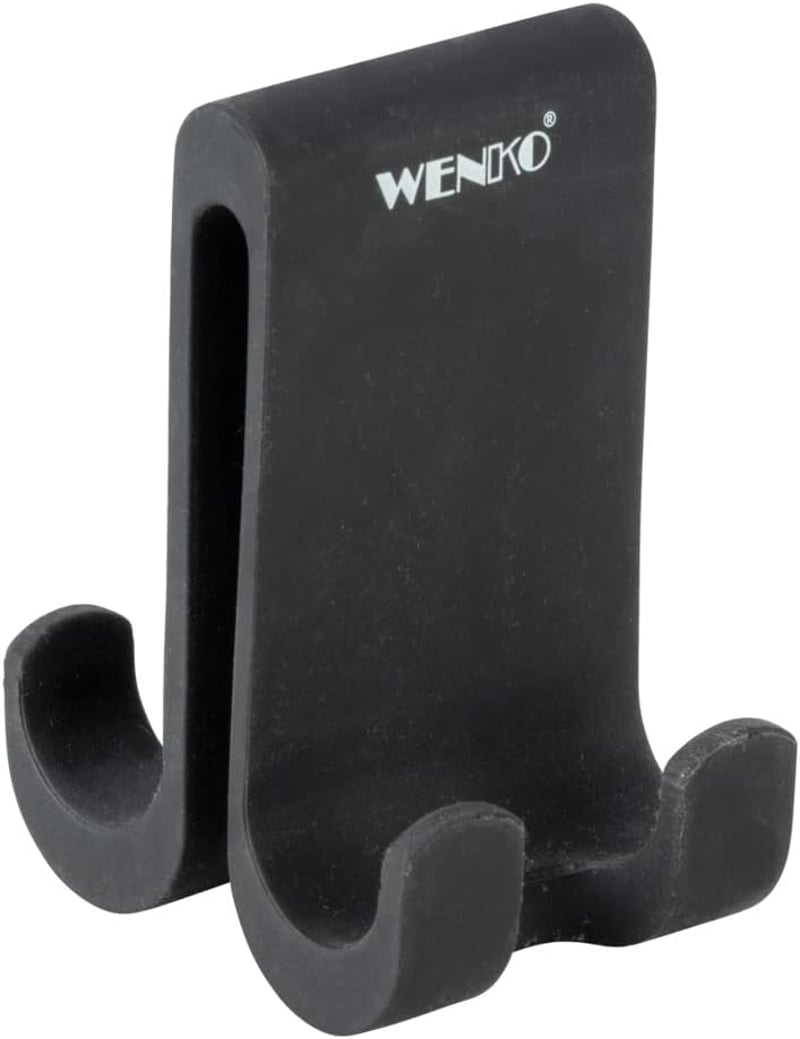 WENKO Verna Duo dupla zuhanyhorgok szilikon fürdőszobai akasztók fekete - 5 x 9,5 x 7 cm, Black